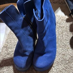 Blue Leather Ankle Boots John Fluevong